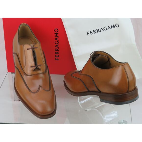 NIB FERRAGAMO CORIAN BROWN TAN BROGUE LEATHER OXFORDS 11.5 EE main image 10